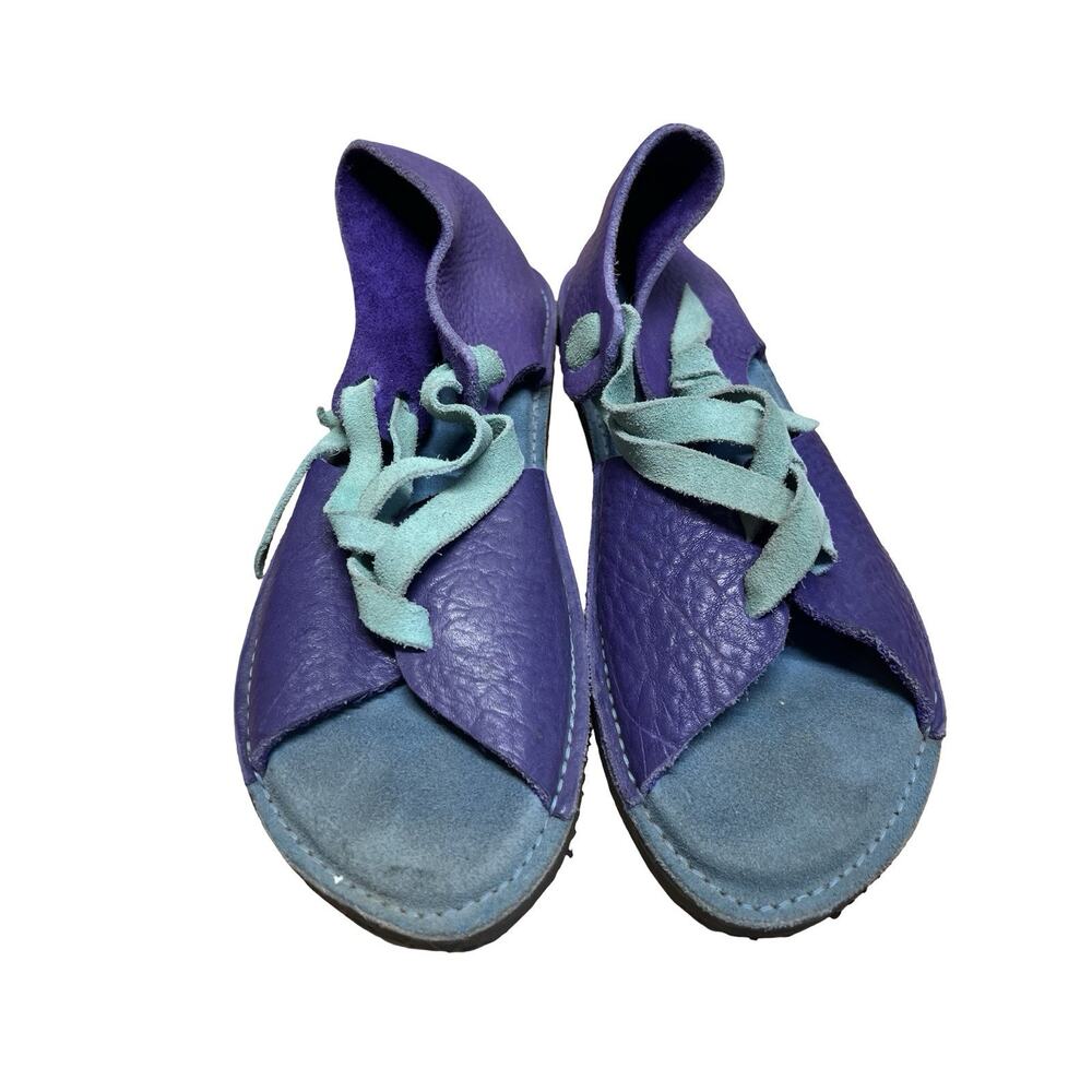Handmade Purple Teal Leather Sandals Mens 9 Gladiator Fisherman Jesus Resortware